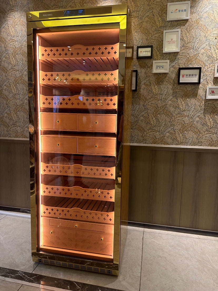 Largest Size Raching MON5800A Gold Electric Cigar Humidor Hold 3000ct Cigars Capacity For Household Cigar Shop