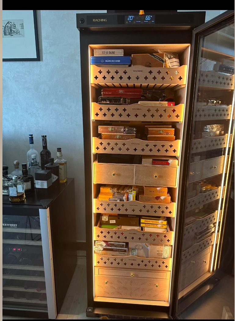 Ready to Ship Raching Big MON3800A Black Electric Cigar Humidor Hold 1800ct Cigars