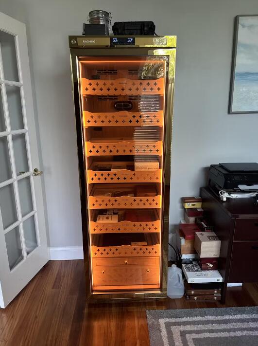 Best Selling Raching Big Size MON3800A Gold Electric Cigar Humidor Hold 1800ct Cigars Capacity For Household Cigar Shop
