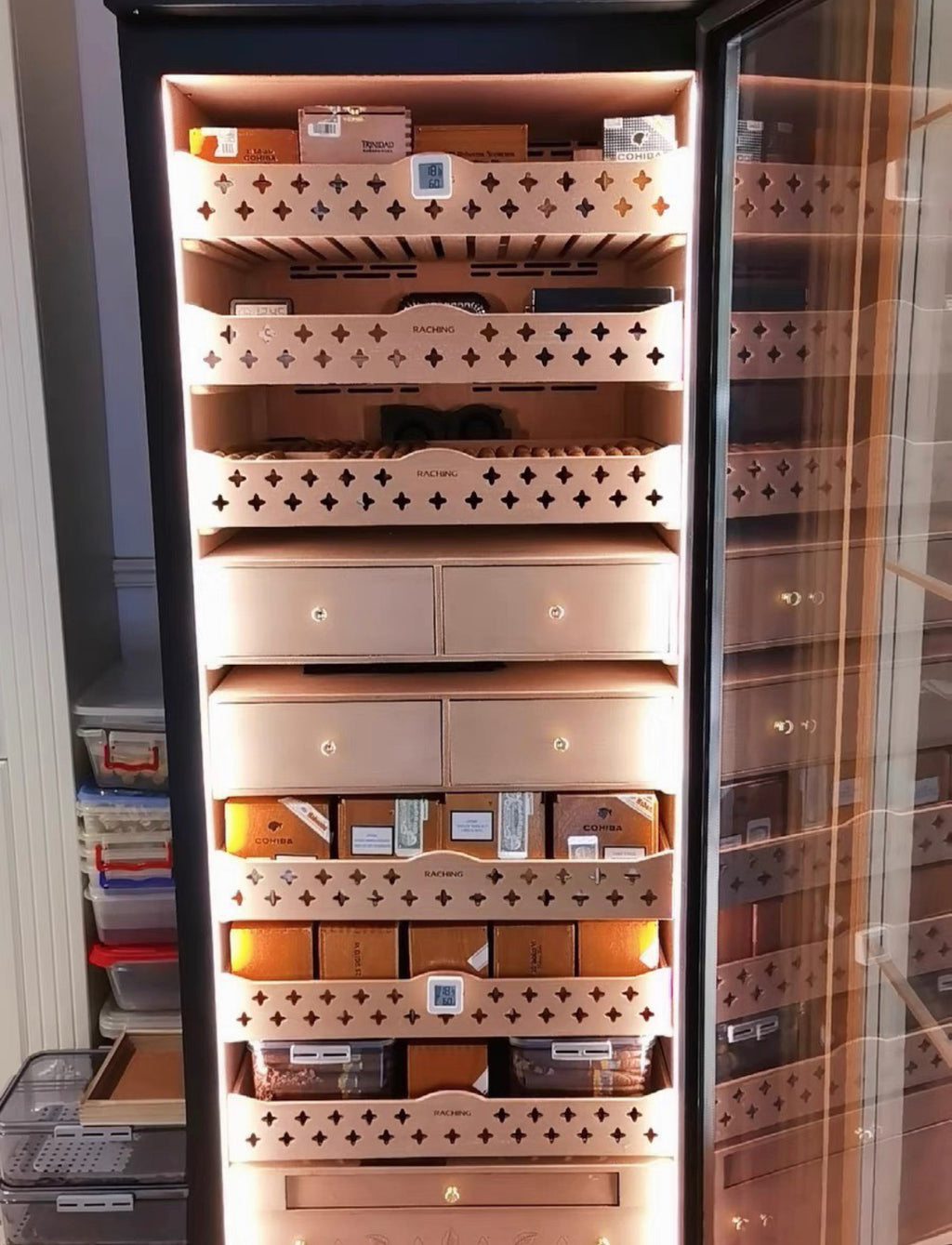 Raching MON5800A Black Electric Cigar Humidor Hold 3000ct Cigars