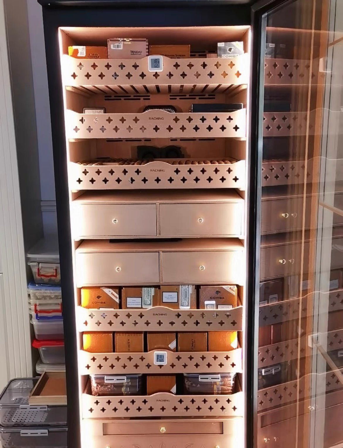 Raching MON5800A Black Electric Cigar Humidor Hold 3000ct Cigars