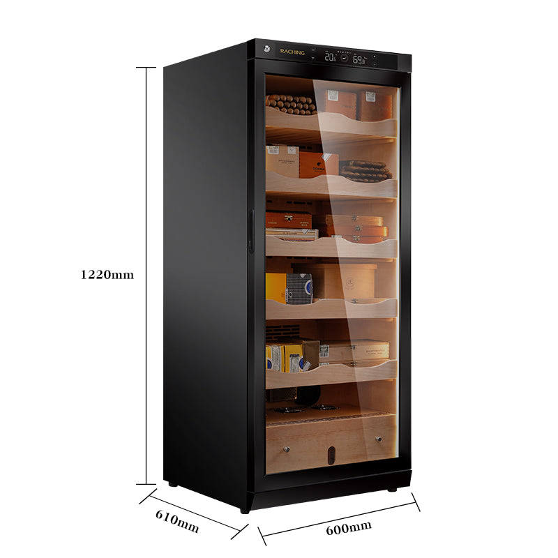 Factory Offer Raching C230A Black Electric Cigar Humidor Hold 1200ct Cigars Capacity for Cigar Aging Storage