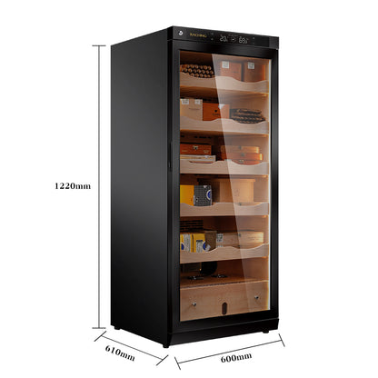 Factory Offer Raching C230A Black Electric Cigar Humidor Hold 1200ct Cigars Capacity for Cigar Aging Storage