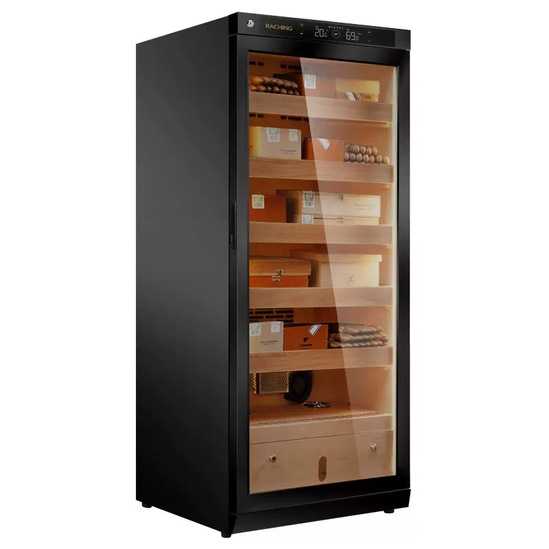 Factory Offer Raching C230A Black Electric Cigar Humidor Hold 1200ct Cigars Capacity for Cigar Aging Storage