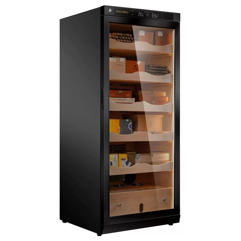 Factory Offer Raching C230A Black Electric Cigar Humidor Hold 1200ct Cigars Capacity for Cigar Aging Storage