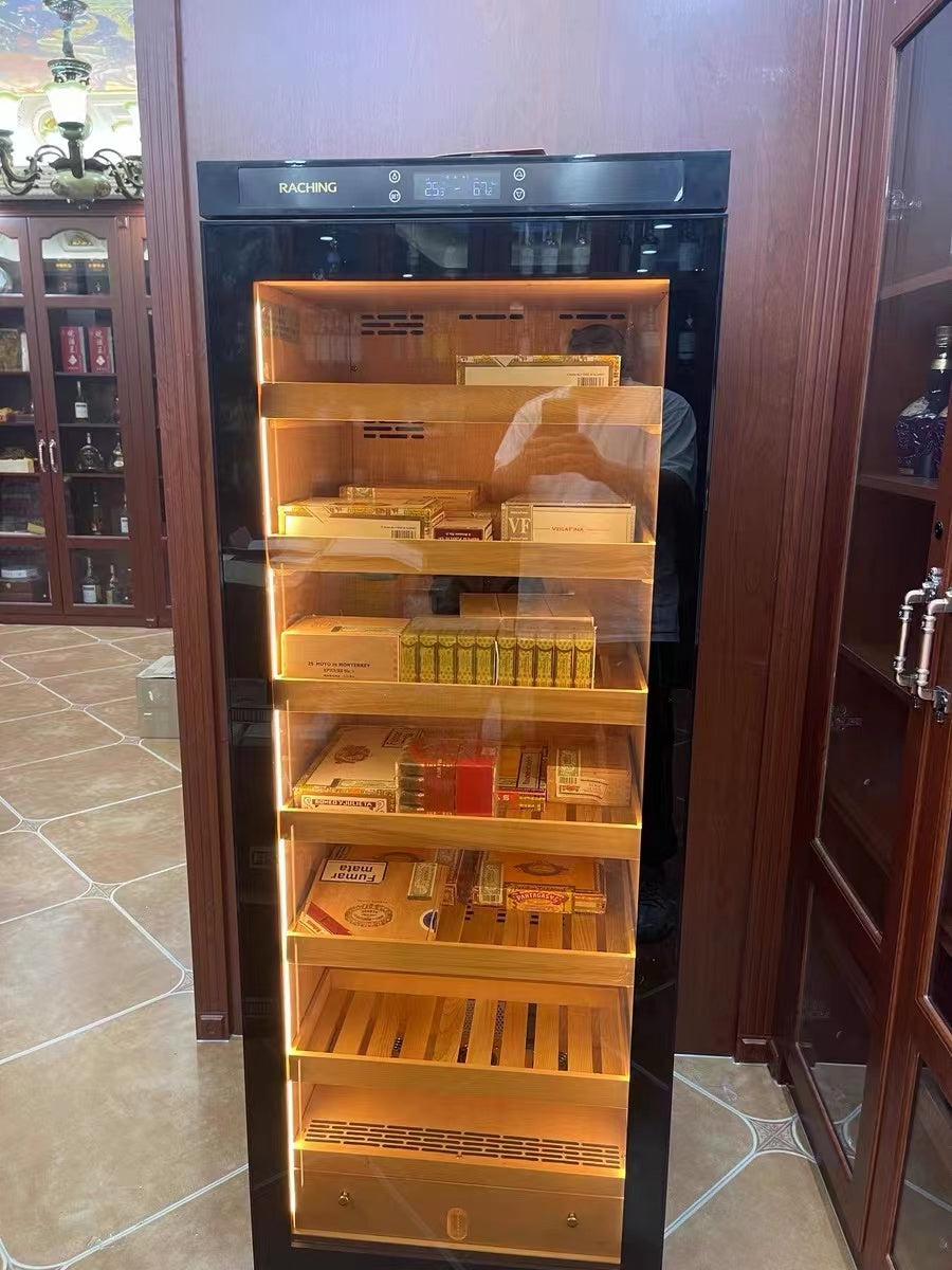 Raching C330A Black Electric Cigar Humidor Hold 1500ct Cigars Capacity Constant Controlling Humidity and Temperature