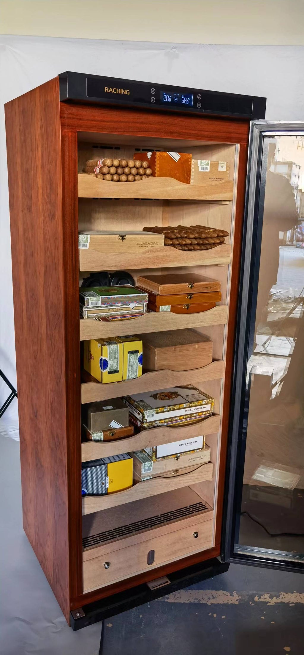 Raching C330A Brown Electric Cigar Humidor Hold 1500ct Cigars Capacity