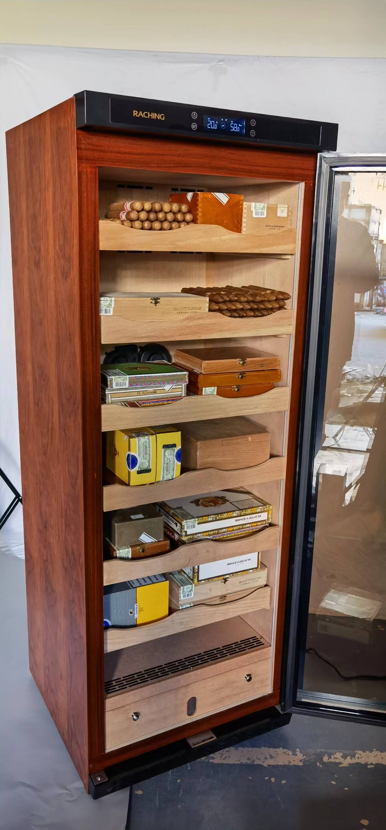 Raching C330A Brown Electric Cigar Humidor Hold 1500ct Cigars Capacity