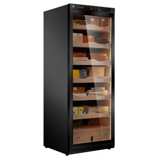 Raching C330A Black Electric Cigar Humidor Hold 1500ct Cigars Capacity Constant Controlling Humidity and Temperature