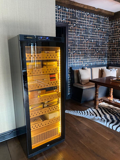 Raching MON2800A Black/Gold Electric Cigar Humidor (Hold 1500 Cigars) For Cigar Shop/Lounge/Household