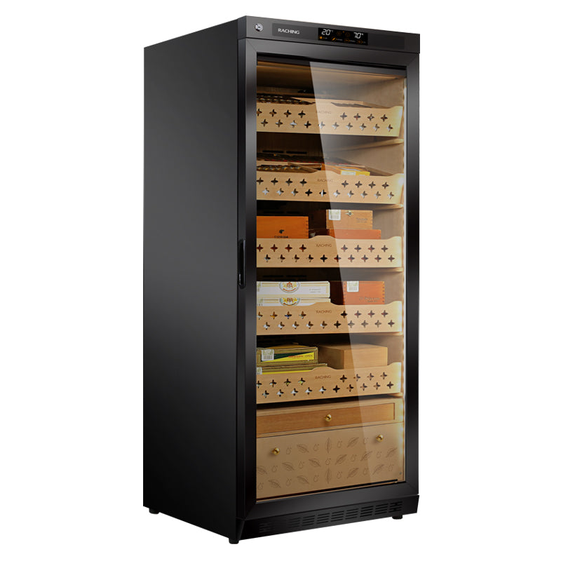 Raching MON1800A Black/Gold Electric Cigar Humidor (Hold 1200 Cigars)
