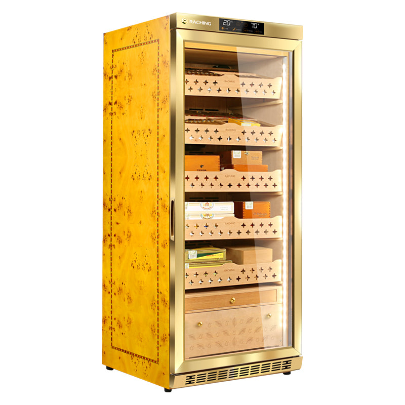 Raching MON1800A Black/Gold Electric Cigar Humidor (Hold 1200 Cigars)