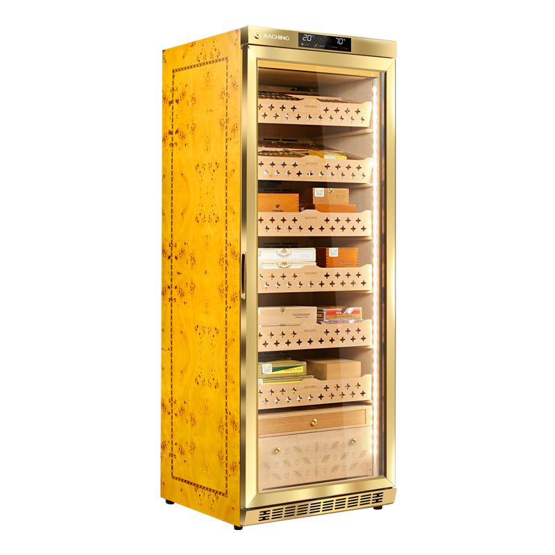 Raching MON2800A Black/Gold Electric Cigar Humidor (Hold 1500 Cigars) For Cigar Shop/Lounge/Household