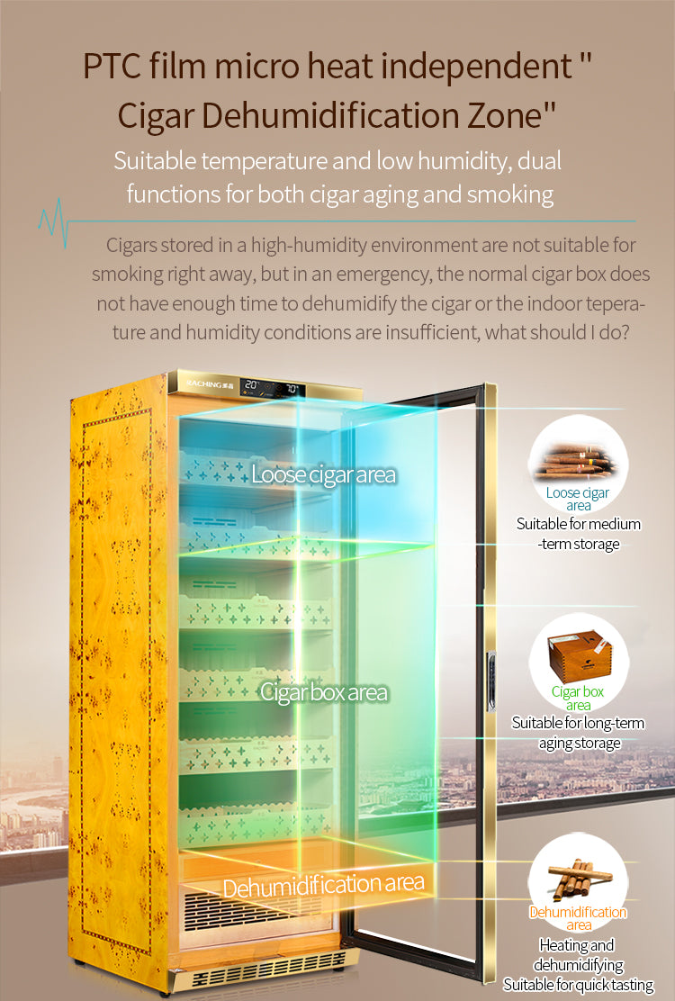 Raching MON2800A Gold Electric Cigar Humidor Hold 1500ct Cigars Precise Controlling For Aging