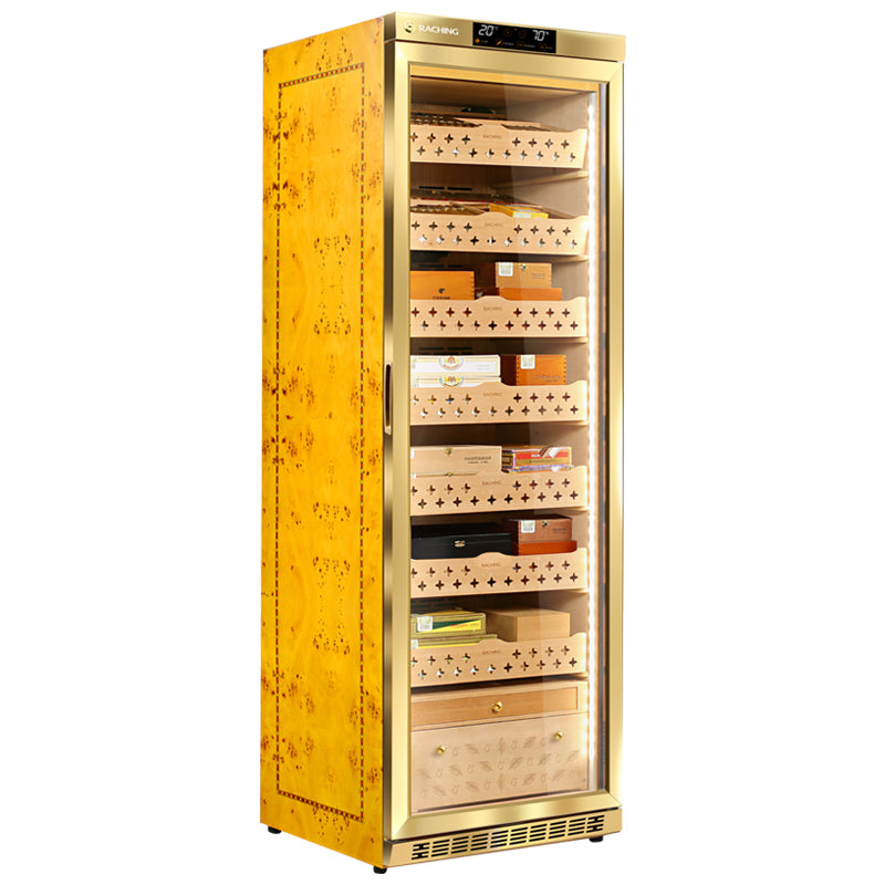 Best Selling Raching Big Size MON3800A Gold Electric Cigar Humidor Hold 1800ct Cigars Capacity For Household Cigar Shop