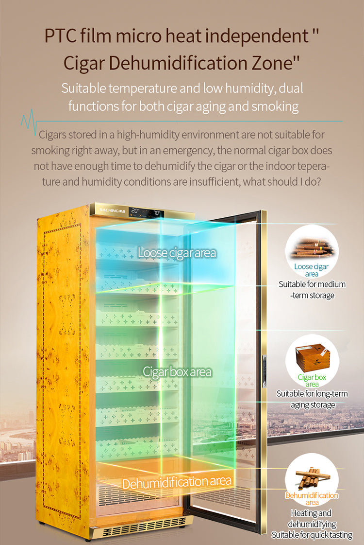 Best Selling Raching Big Size MON3800A Gold Electric Cigar Humidor Hold 1800ct Cigars Capacity For Household Cigar Shop