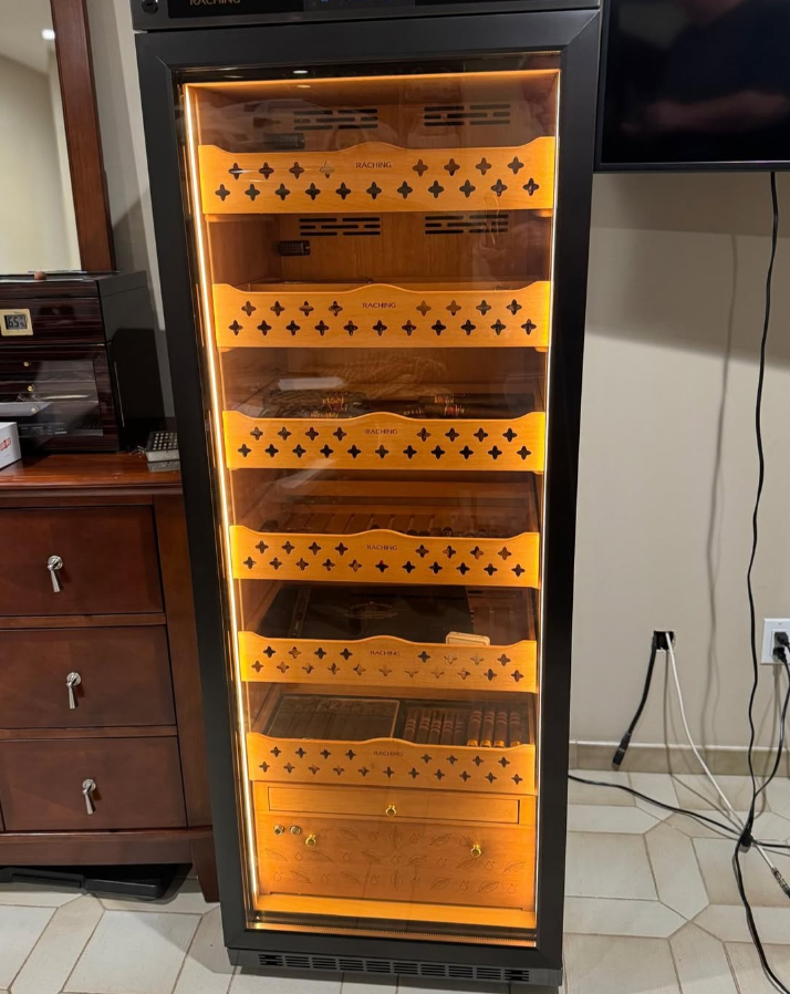 Raching MON2800A Black/Gold Electric Cigar Humidor (Hold 1500 Cigars) For Cigar Shop/Lounge/Household