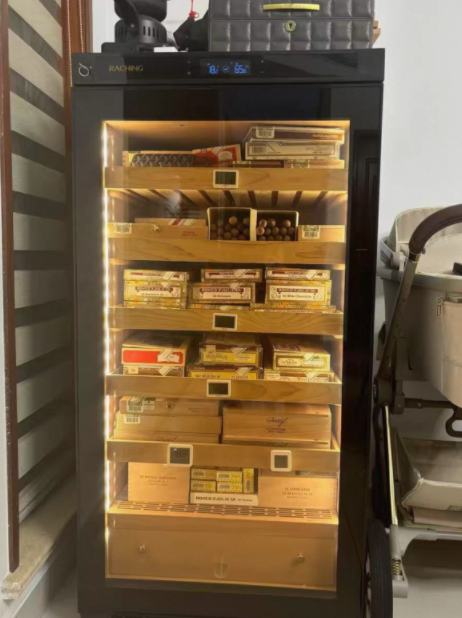 Factory Offer Raching C230A Black Electric Cigar Humidor Hold 1200ct Cigars Capacity for Cigar Aging Storage