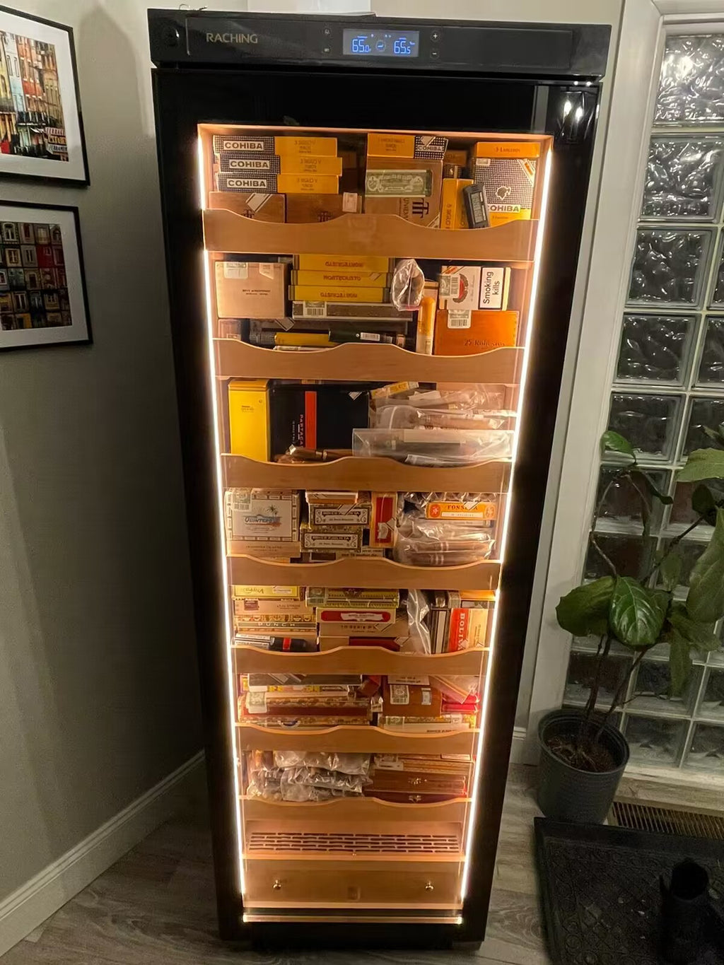 Factory Sale Raching C380A Brown Electric Cigar Humidor Hold 1800ct Cigars Capacity