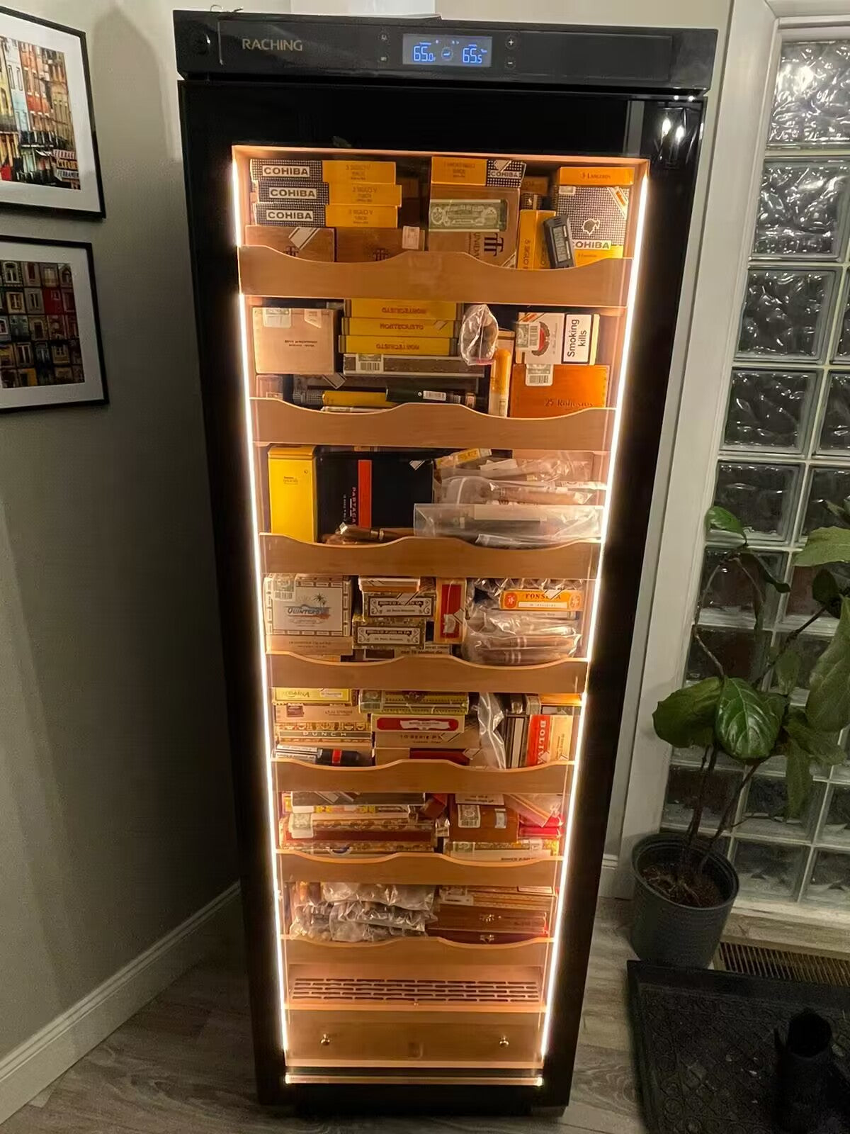 Factory Sale Raching C380A Brown Electric Cigar Humidor Hold 1800ct Cigars Capacity