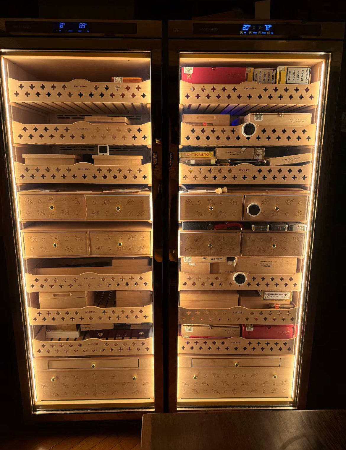 Largest Size Raching MON5800A Gold Electric Cigar Humidor Hold 3000ct Cigars Capacity For Household Cigar Shop