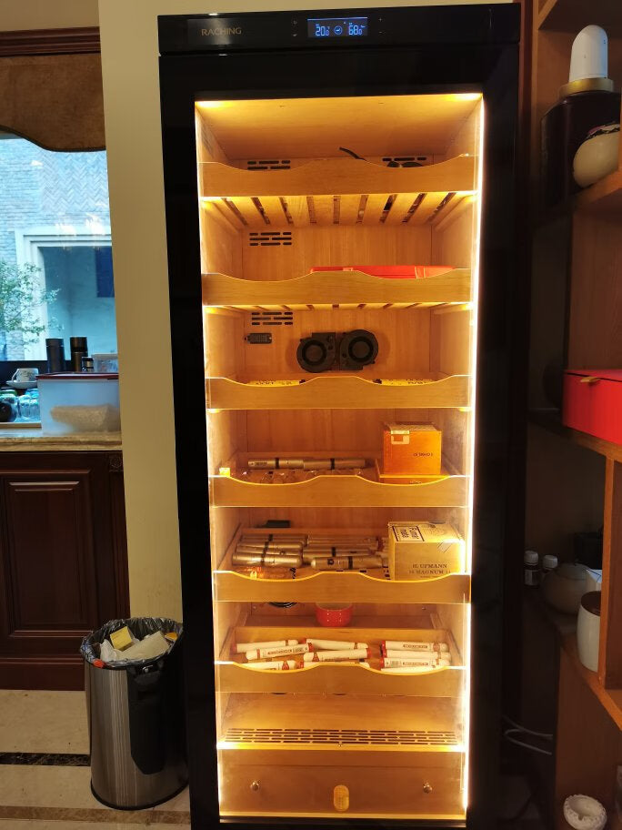 Raching C330A Black Electric Cigar Humidor Hold 1500ct Cigars Capacity Constant Controlling Humidity and Temperature